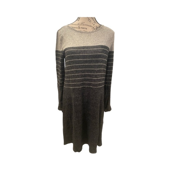 Anthropologie Ella Mara Brushed Gray Striped Dress NWT Size MP - Picture 2 of 9